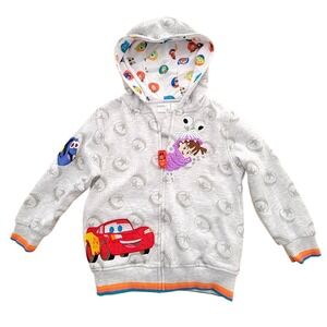 Disney Pixar 100 Lightning McQueen Dory Boo Zip Up Hoodie Kids Size 6